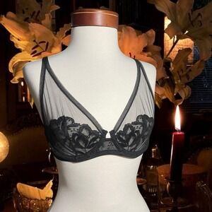 La Perla Made in Italy Black Balconette bra with mesh underwire